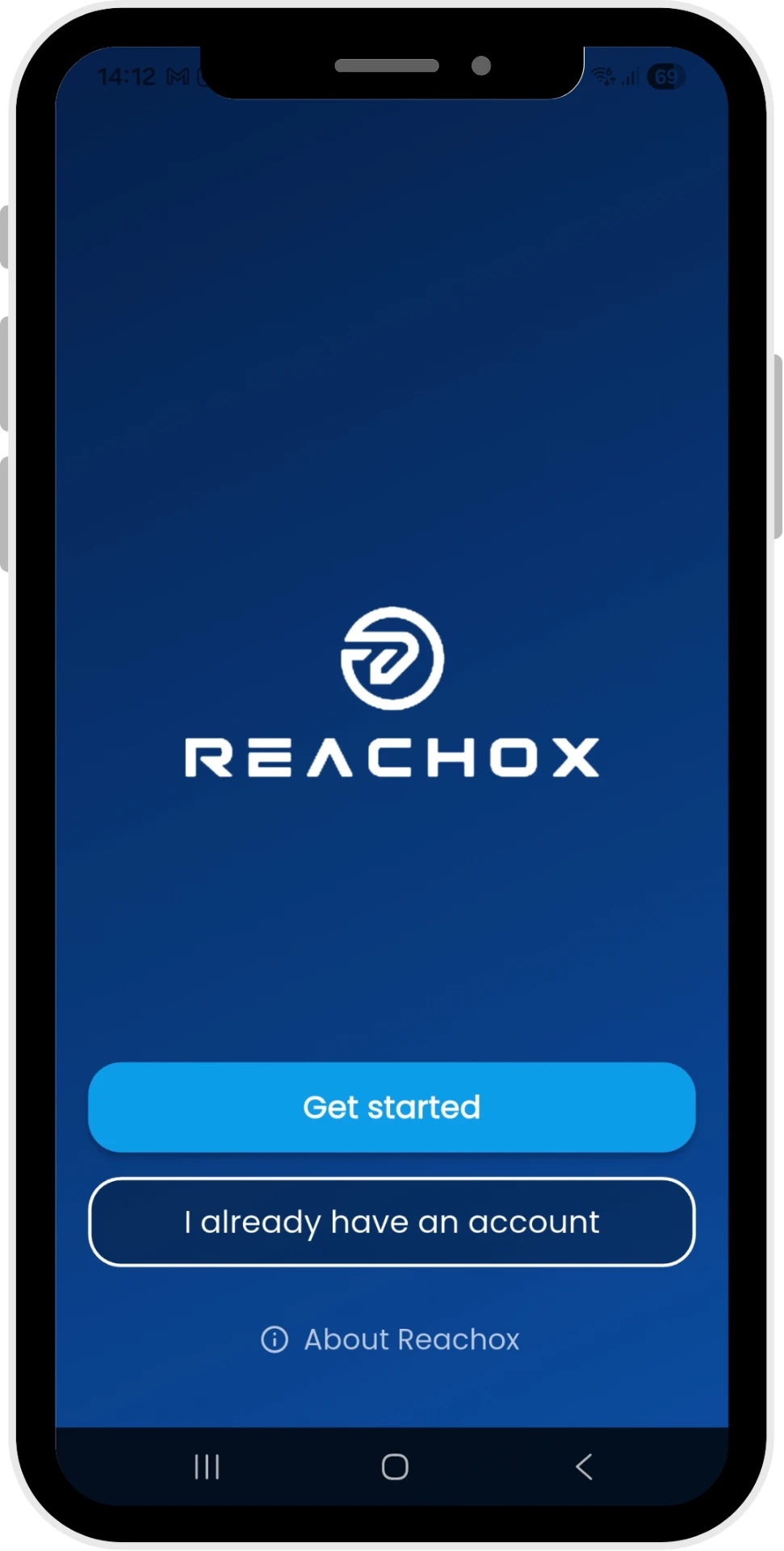 Reachox mobile app screen 1